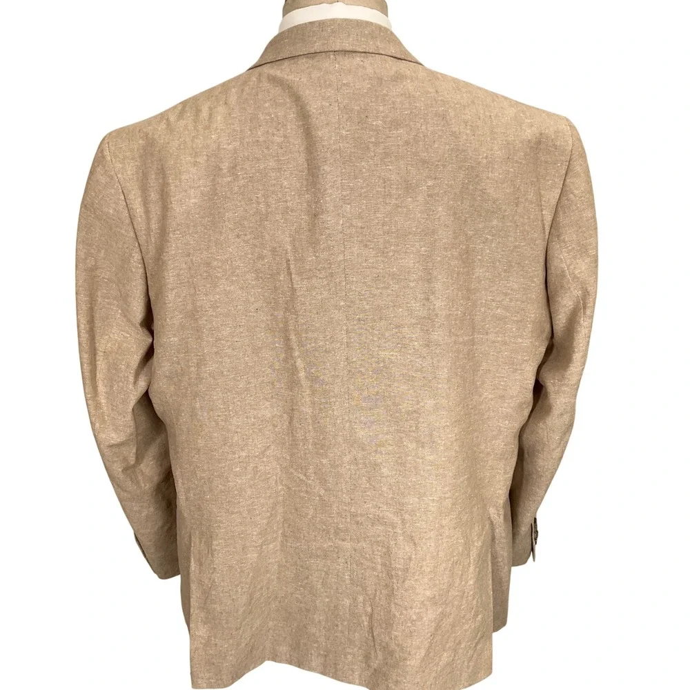 Stafford Signature Blazer Mens 50R Tan Linen Luxury Summer Classic Fit Jacket